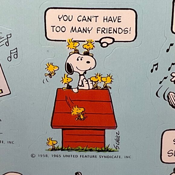 Vintage Stickers Hallmark Sticker Sheet Snoopy Music 80s Peanuts - Picture 2 of 3